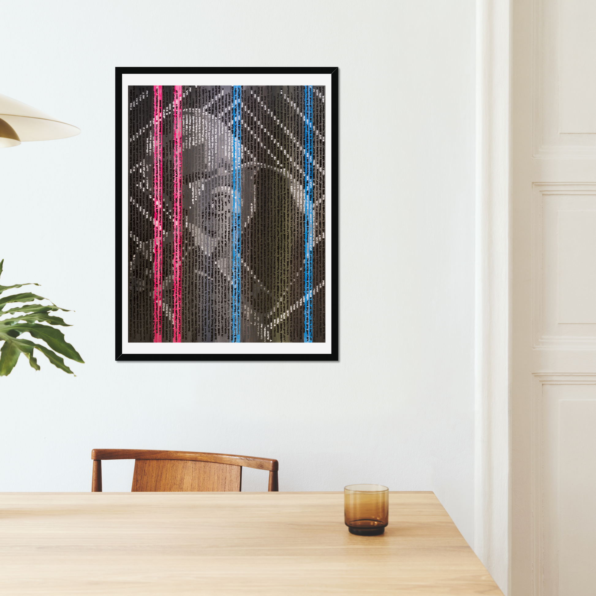 Daft Punk handwritten art print by Jon Keysell in a styled interior space
