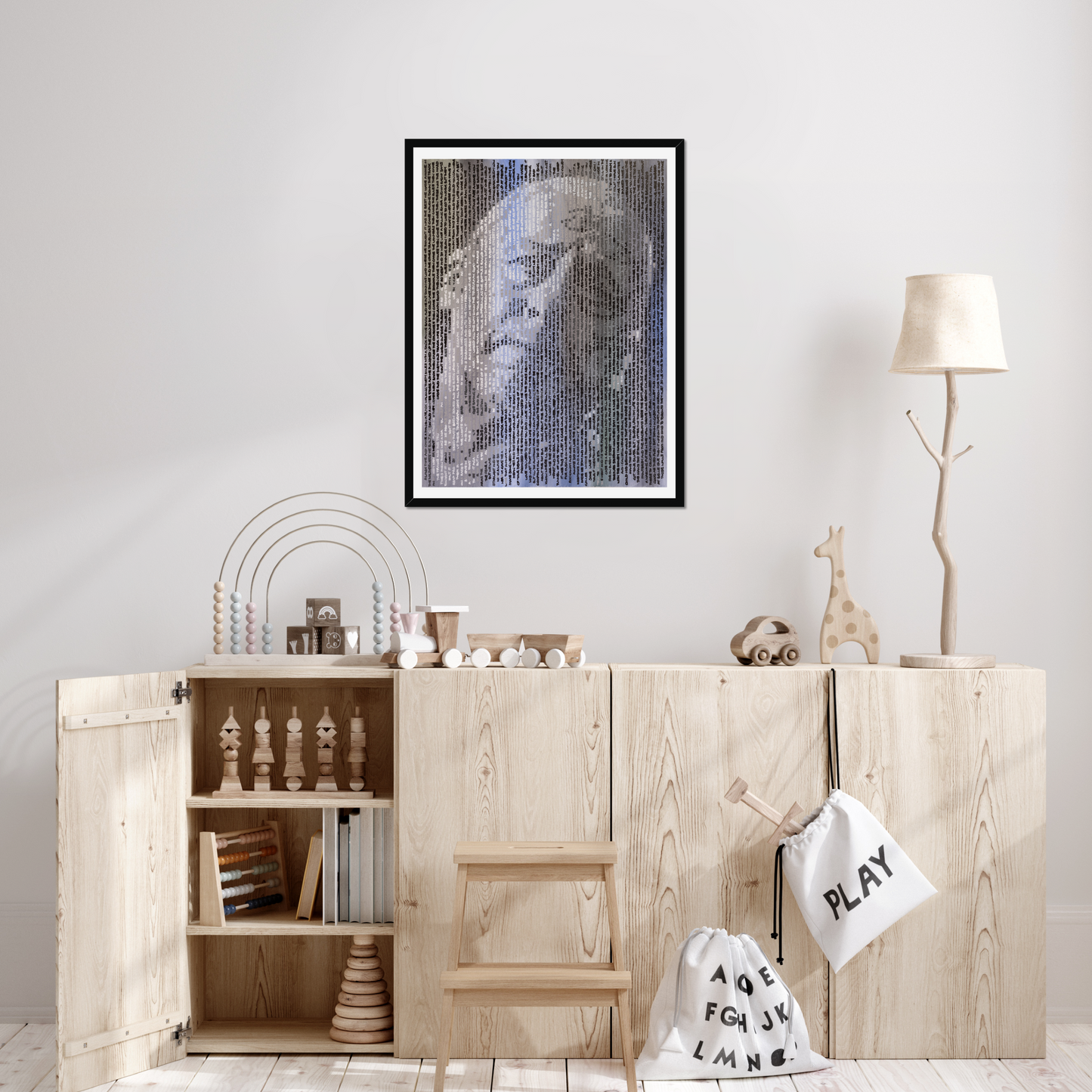 Mark Knopfler fine art print by Jon Keysell displayed in a living room setting