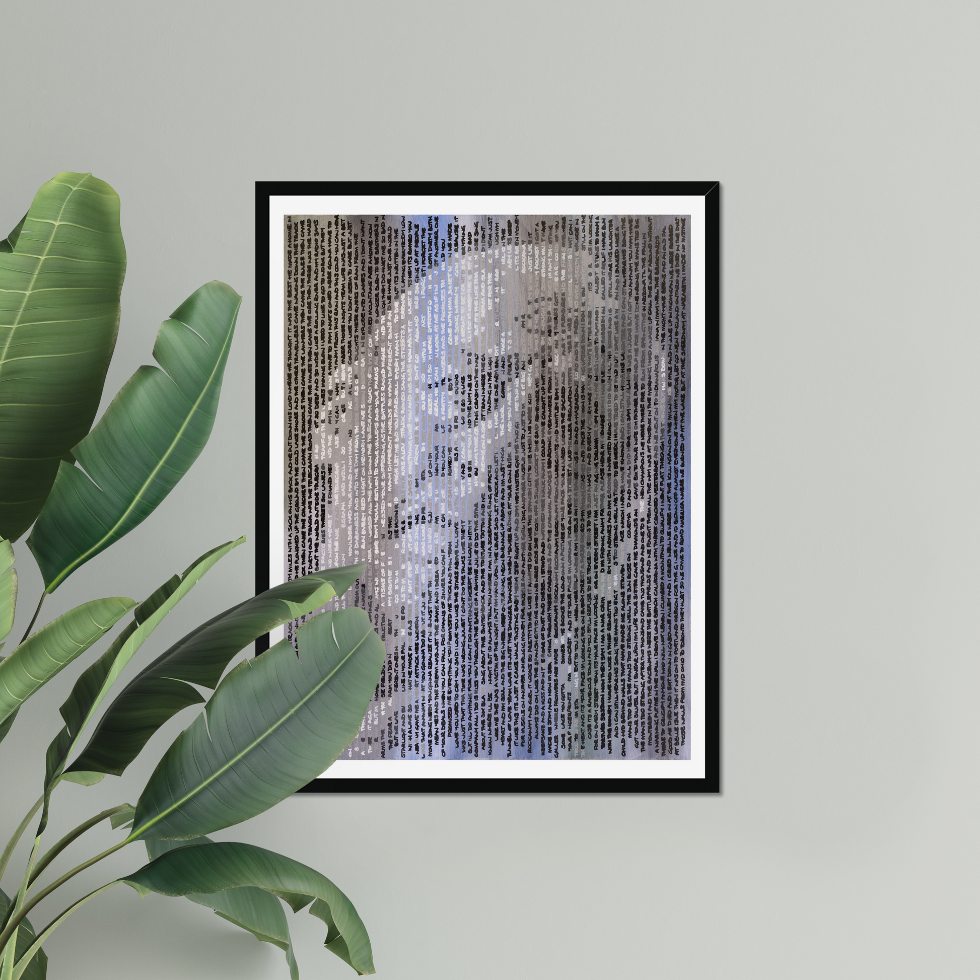 Mark Knopfler portrait print by Jon Keysell displayed as wall art in a home