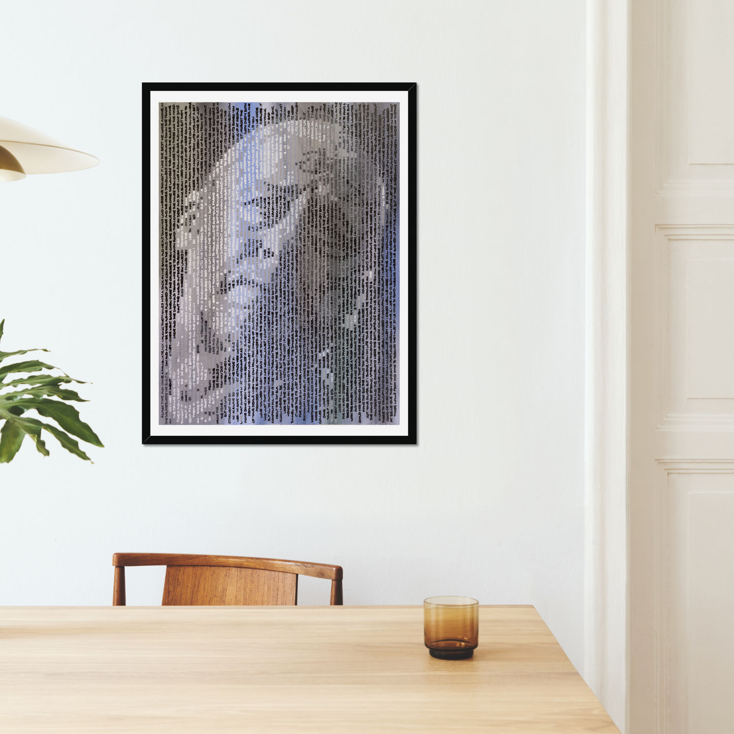 Mark Knopfler handwritten art print by Jon Keysell in a styled interior space