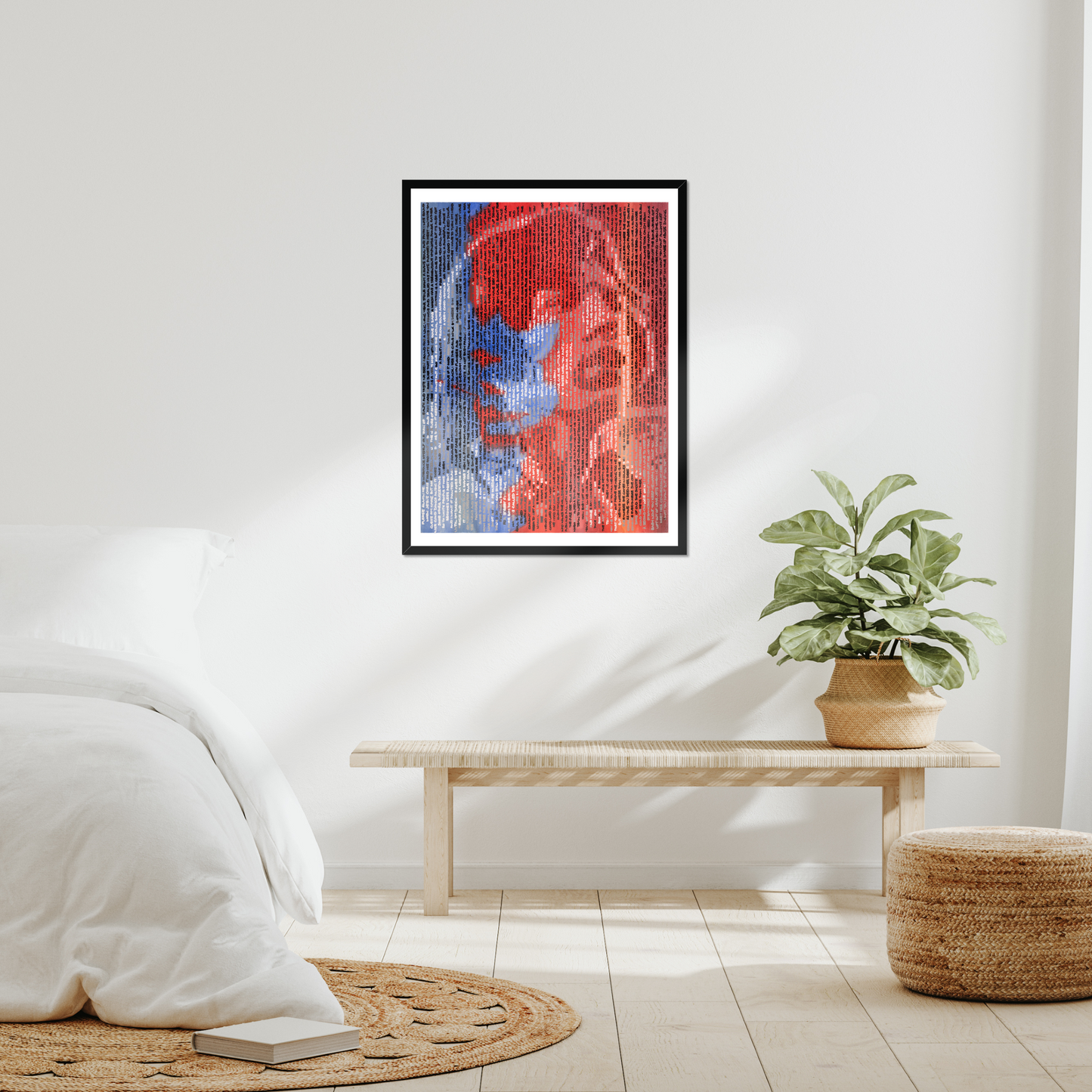 Mick Jagger & Keith Richards handwritten portrait print by Jon Keysell in a modern interior