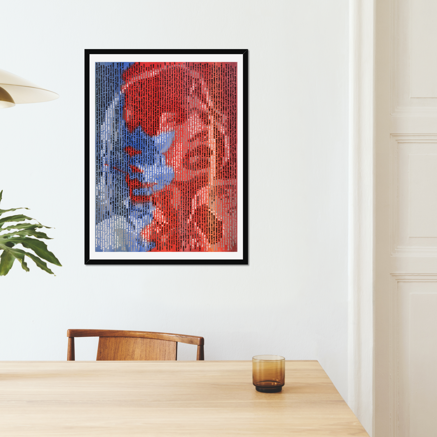 Mick Jagger & Keith Richards handwritten art print by Jon Keysell in a styled interior space