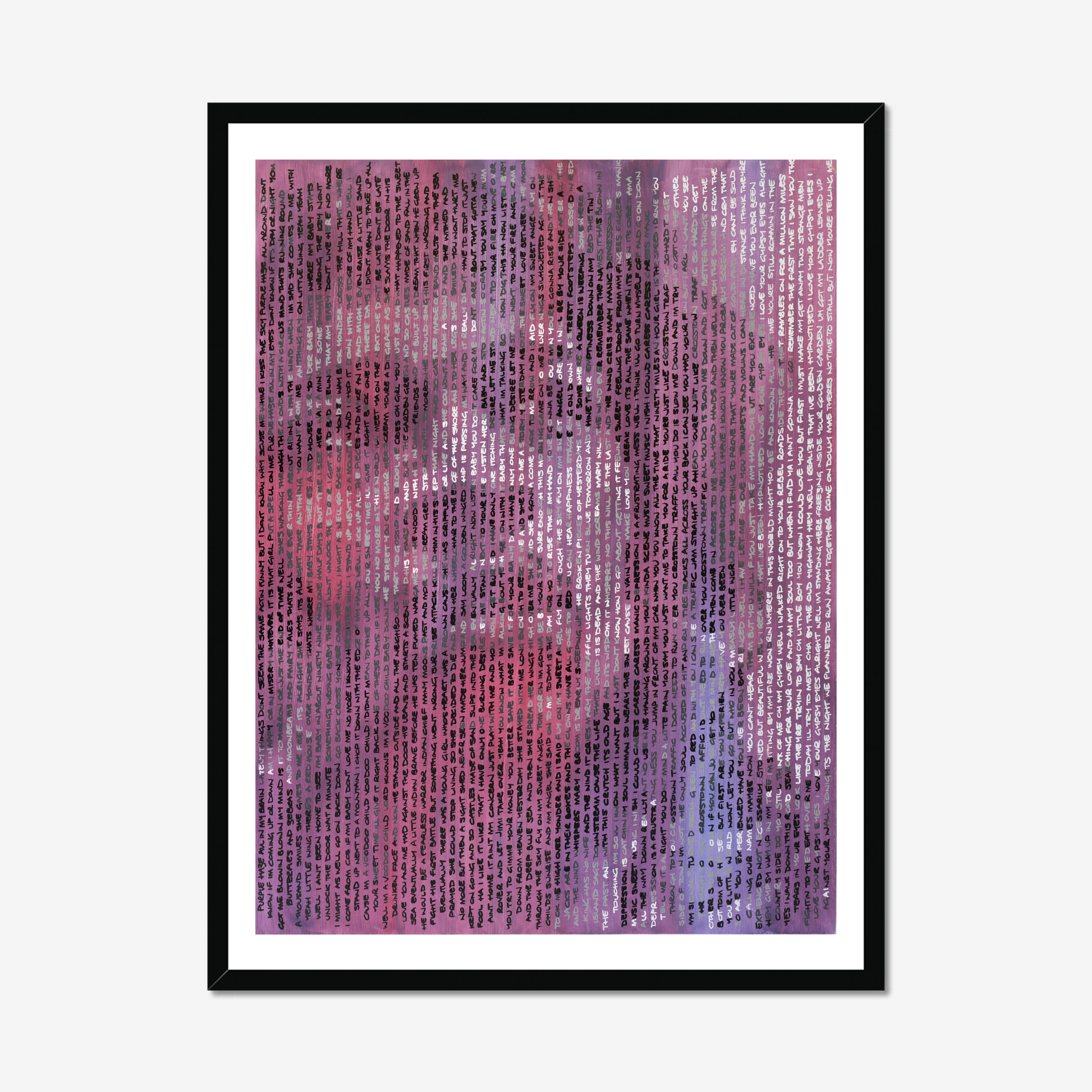 Jimi Hendrix Handwritten Portrait Fine Art Print by Jon Keysell
