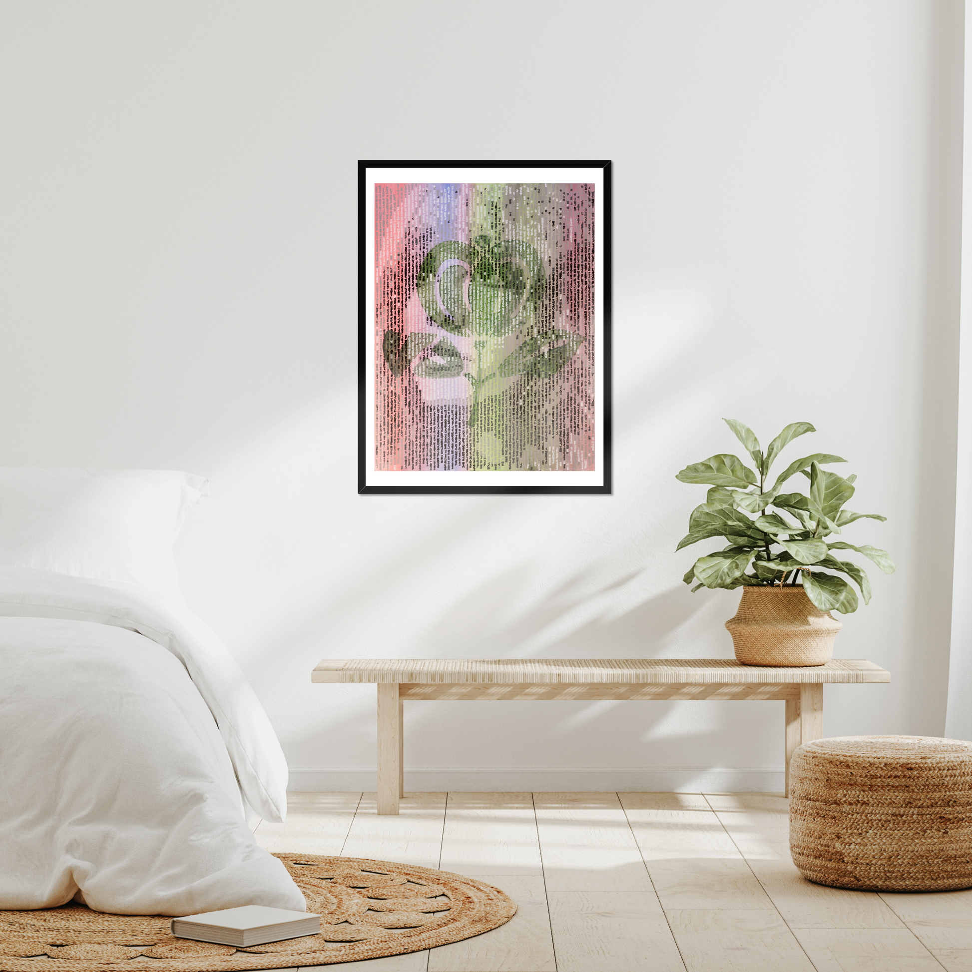Stevie Nicks handwritten portrait print by Jon Keysell in a modern interior