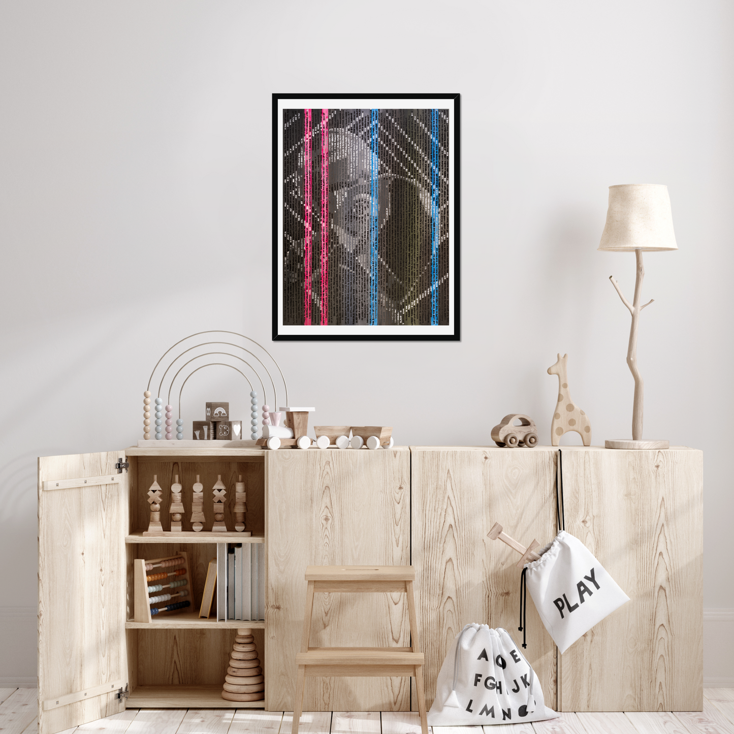 Daft Punk fine art print by Jon Keysell displayed in a living room setting