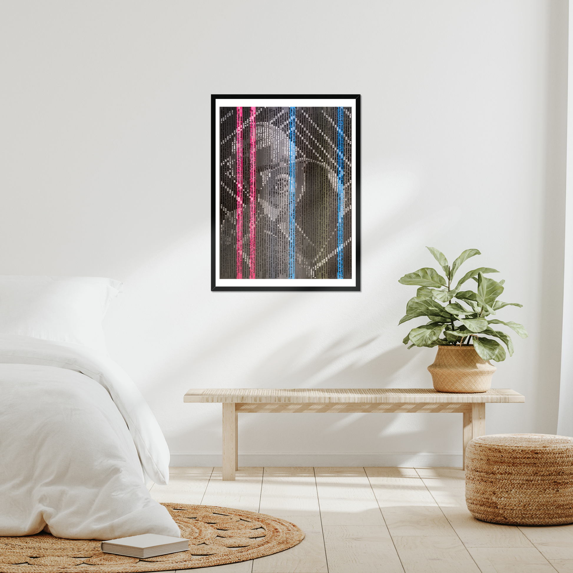 Daft Punk handwritten portrait print by Jon Keysell in a modern interior