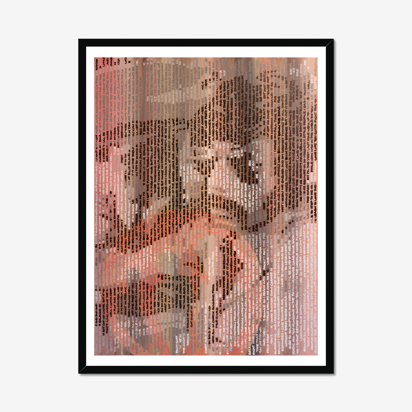 Beastie Boys handwritten portrait fine art print by Jon Keysell, shown framed (frame not included)